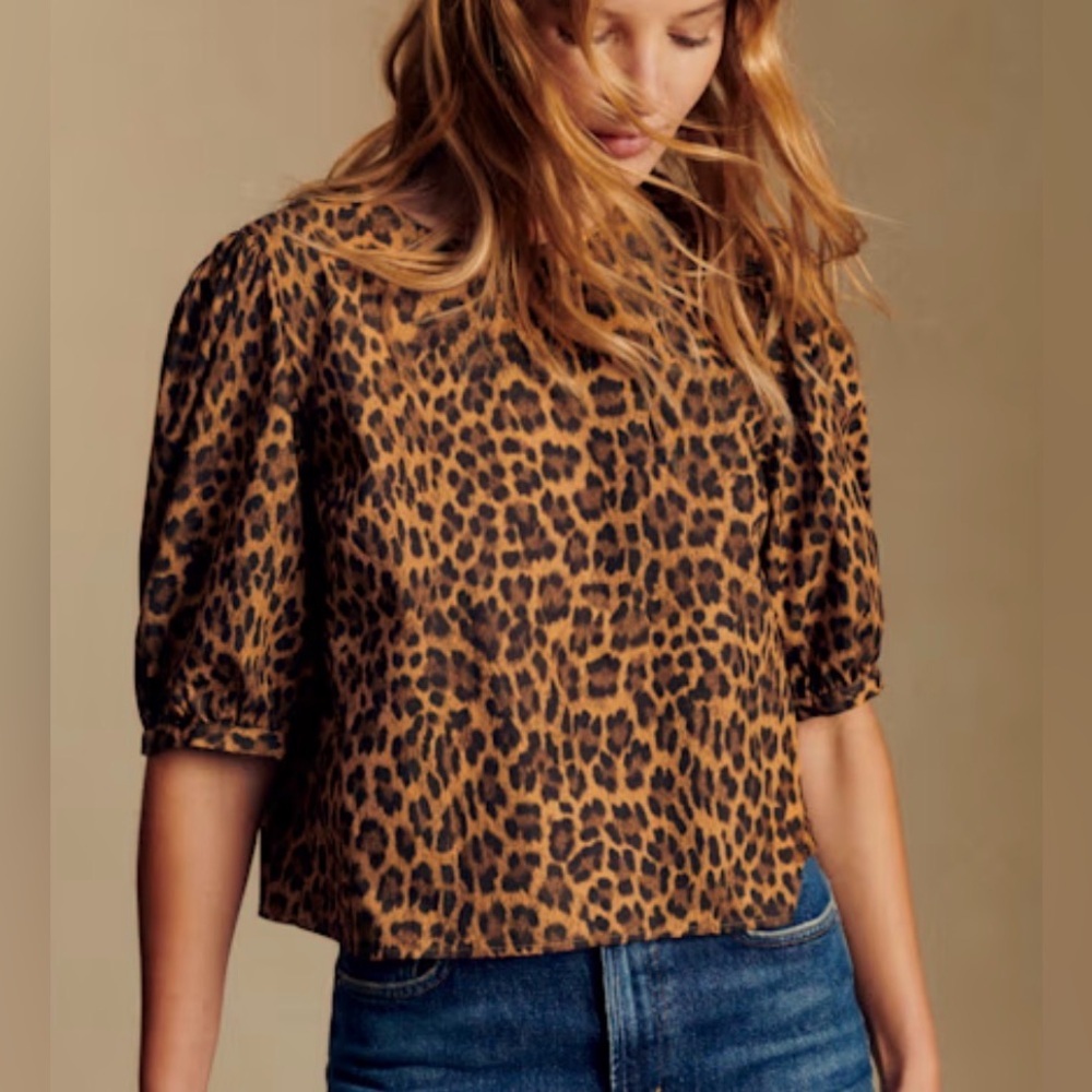 NWT Sezane Lorenz Leo Leopard Nevada Print Blouse Size US 4/FR36 - Picture 3 of 9